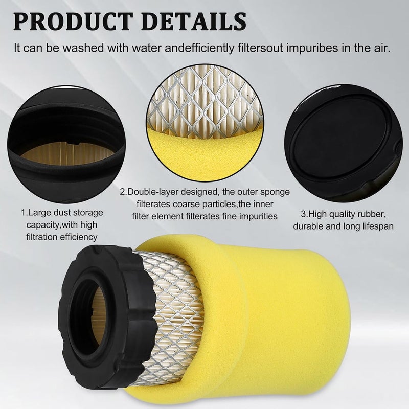 Lonsda 793569 793685 Air Filter for B&S 793569 4241 5415 Craftsman YT3000 LT2000 Husqvarna 793569 John Deere GY21055 MIU11511 E110 LA125 LA115 Rotary 12673 17.5hp-21hp Engine Lawn Mower Tractor - Image 4